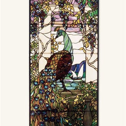Peacock Under Wisteria Stained Glass - Stained Glass Panels