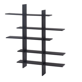 Linon Four Cubby Metal Wall Shelf in Black