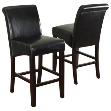 Milan Faux Leather Counter Stools, Set of 2, Black