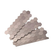 4"x11" Honeycomb Matted Metal Peel & Stick Backsplash Tile, Set of 3, Brushed St