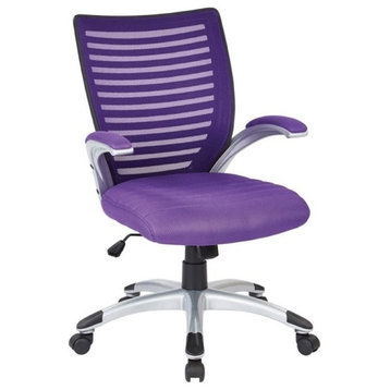 Scranton & Co Modern Fabric Screen Back Managers Chair in Purple