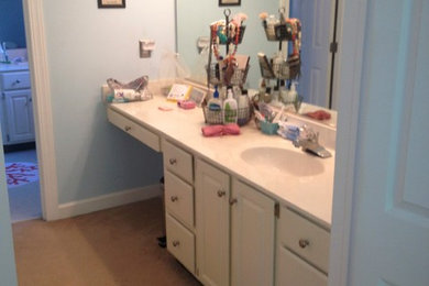 Inspiration for a transitional bathroom remodel in Other with an undermount sink and raised-panel cabinets
