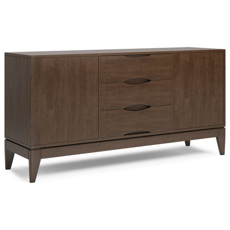 Harper Solid Hardwood Sideboard Buffet in Walnut Brown