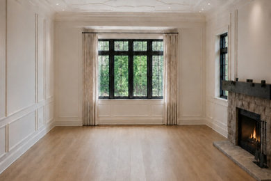 Example of a transitional living room design in Toronto