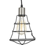 Progress Lighting - Gauge 1-Light Mini-Pendant - Inspired by industrial elements, Gauge features an open cage design that's both functional and aesthetically appealing. Multi-pendant is supplied with hoop frame to provide an element of customization. Frame is comprised of Graphite with Brushed Nickel accents.