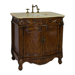 Adelina 32 inch Antique Bathroom Vanity Brown Finish - Bathroom Vanities And Sink Consoles