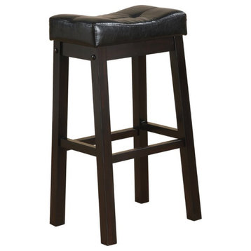 Coaster Upholstered Faux Leather Bar Stools in Black