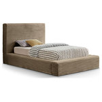 Meridian Furniture - Dexter Upholstered Bed, Taupe, Twin, Corduroy Fabric - When a bedroom rehab is on your "to do" list, this Dexter taupe corduroy fabric twin bed is a great jumping-off point. Designed to give your bedroom a fresh new face fast, this twin size bed is upholstered in soft taupe furry textured corduroy fabric in a homage of sorts to the timelessly iconic material that's part of your coziest fall wardrobe. The contemporary design of the bed features channel tufting for textural appeal, and the high headboard adds a dramatic vibe whether in the master suite or guest bedroom.