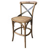 Cross Back Fixed Counter Stool, Brown
