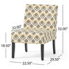 GDF Studio Kalee Contemporary Accent Chair, Yellow and Gray Ikat Pattern/ Matte Black, Fabric