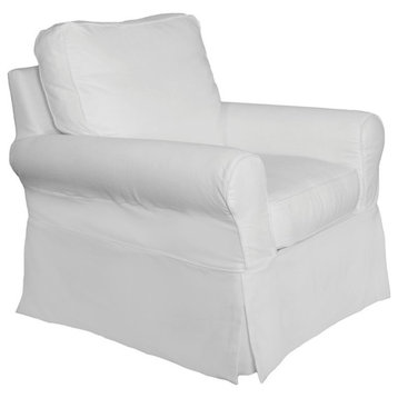 Sunset Trading Horizon Fabric Slipcovered Swivel Rocking Chair in Warm White
