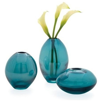 Torre and Tagus Mini Lustre Vases Asst, 3-Piece Set, Turquoise