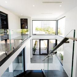 Breezway louvres with solid blade help provide privacy - Windows