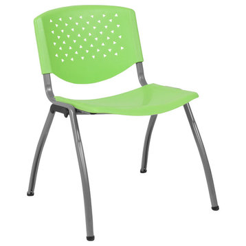 HERCULES Series 880 lb. Capacity Green Plastic Stack Chair With Titanium Frame
