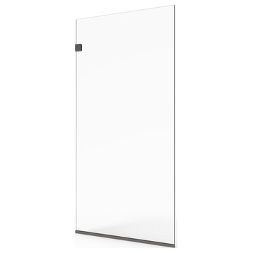 Milan Stationary Panel Shower Screen, Clear Glass, Brushed Nickel, 24x76"