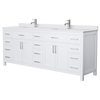 Beckett 84" White Double Vanity, White Cultured Marble Top
