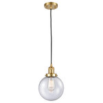 Innovations Lighting - Beacon Mini Pendant, Satin Gold, Seedy - One of our largest and original collections, the Franklin Restoration is made up of a vast selection of heavy metal finishes and a large array of metal and glass shades that bring a touch of industrial into your home.