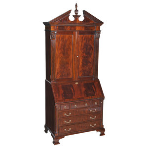 New Secretary Desk Bookcase Glass Panes Traditional Desks And