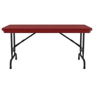 Correll 22-32" Adjustable H.D. Plastic Duty Blow-Molded Folding Table in Red