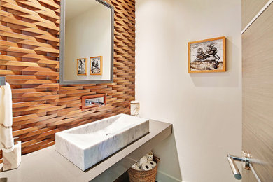 Inspiration for a modern powder room in Seattle.