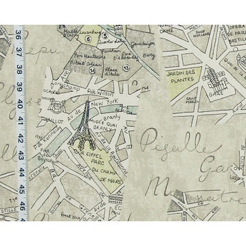 Paris Map Fabric Document Print, Standard Cut