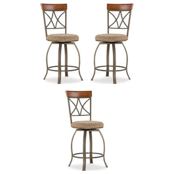 Home Square 24" Metal Swivel Counter Stool in Pewter - Set of 3