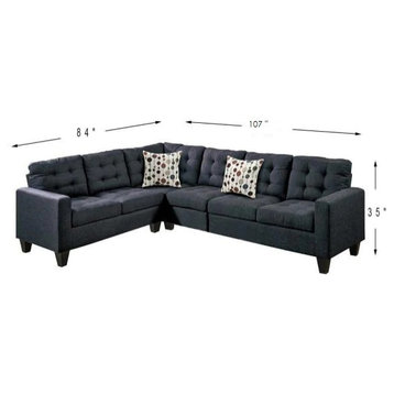Aparan 4 Piece L Shape Modular Sectional Sofa Upholstered, Black Polyfiber