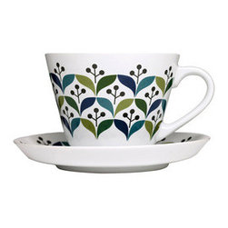 2-Pc. Retro Print Mug & Saucer - Mugs