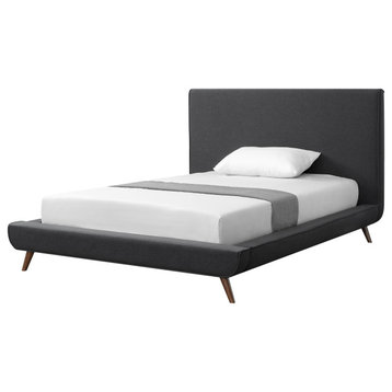 Loft Lyfe Avi Linen Upholstered Platform Bed, Charcoal, Full