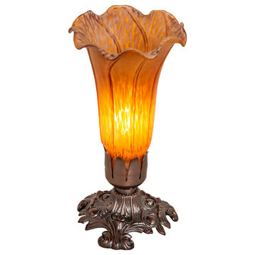 8 High Amber Pond Lily Victorian Mini Lamp