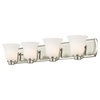 4-Light Bath Bar in Satin Nickel with White Bell Glass