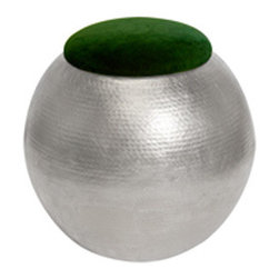Worlds Away Tabouret SG Silver With Green Seat - Serving Dishes And Platters