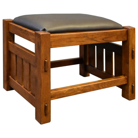 Crafters and Weavers Mission Oak Foot Stool - Wide Spindles (2 Colors Available)