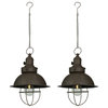 Set of 2 Antique Farmhouse LED Pendant Light Battery Operated Timer Accent Lamp