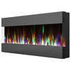 50" Recessed/Wall-Mounted Electric Fireplace With Crystals and Flame Display