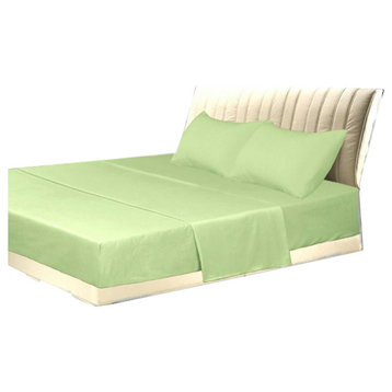 Tache Solid Sage Green Mint Bed Sheet Set, Queen