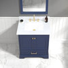 Freestanding Bathroom Vanity with Marble Countertop & Undermount Sink, Blue, 30'' W/ Sink
