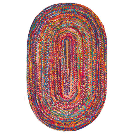 Nuloom Casual Handmade Braided Cotton Area Rug, Multicolor 3'x5'Oval
