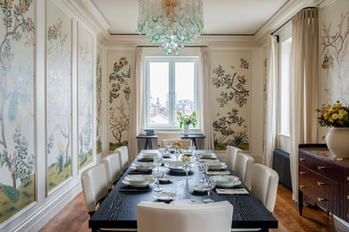 Example of a transitional dining room design in Miami