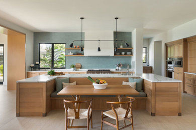 Large transitional kitchen in San Diego with porcelain floors.