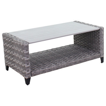 Courtyard Casual Costa Mesa Coffee Table With Aluminum Top, Gray Mix