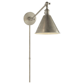 Boston Functional Single Arm Library Light in Antique Nickel