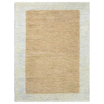 Hand Knotted Sumak Jute Eco-friendly Area Rug Contemporary Light Brown White