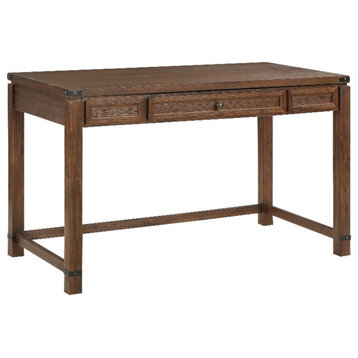Baton Rouge  Sit-to-Stand Lift Wood Desk in Brushed Walnut Brown Finish