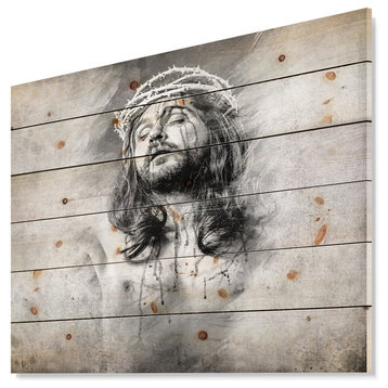 Designart Jesus Christ Abstract Portrait Wood Wall Art 46x36
