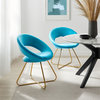 Modway Nouvelle 19" Velvet Dining Chairs in Gold/Blue (Set of 2)