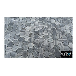 Bardiglio Milan Gray Marble Mosaic Hexagon Tile - Flooring