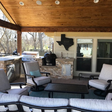 Open Gable Patio Cover, Outdoor Kitchen, Deck, Firepit and Paver Patio