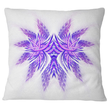Bright Purple Unique Fractal Flower Abstract Throw Pillow, 18"x18"