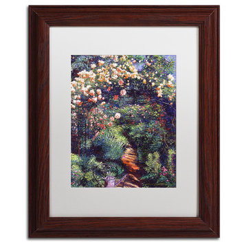 David Lloyd Glover 'Rose Arbor Pathway' Art, Wood Frame, 11"x14", White Matte